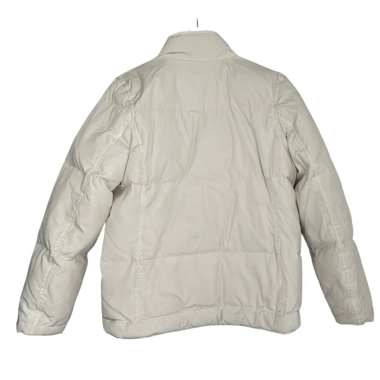 GAP Puffer Jacket White Down Quilted Fleece Lined Collar Full Zip Pockets M