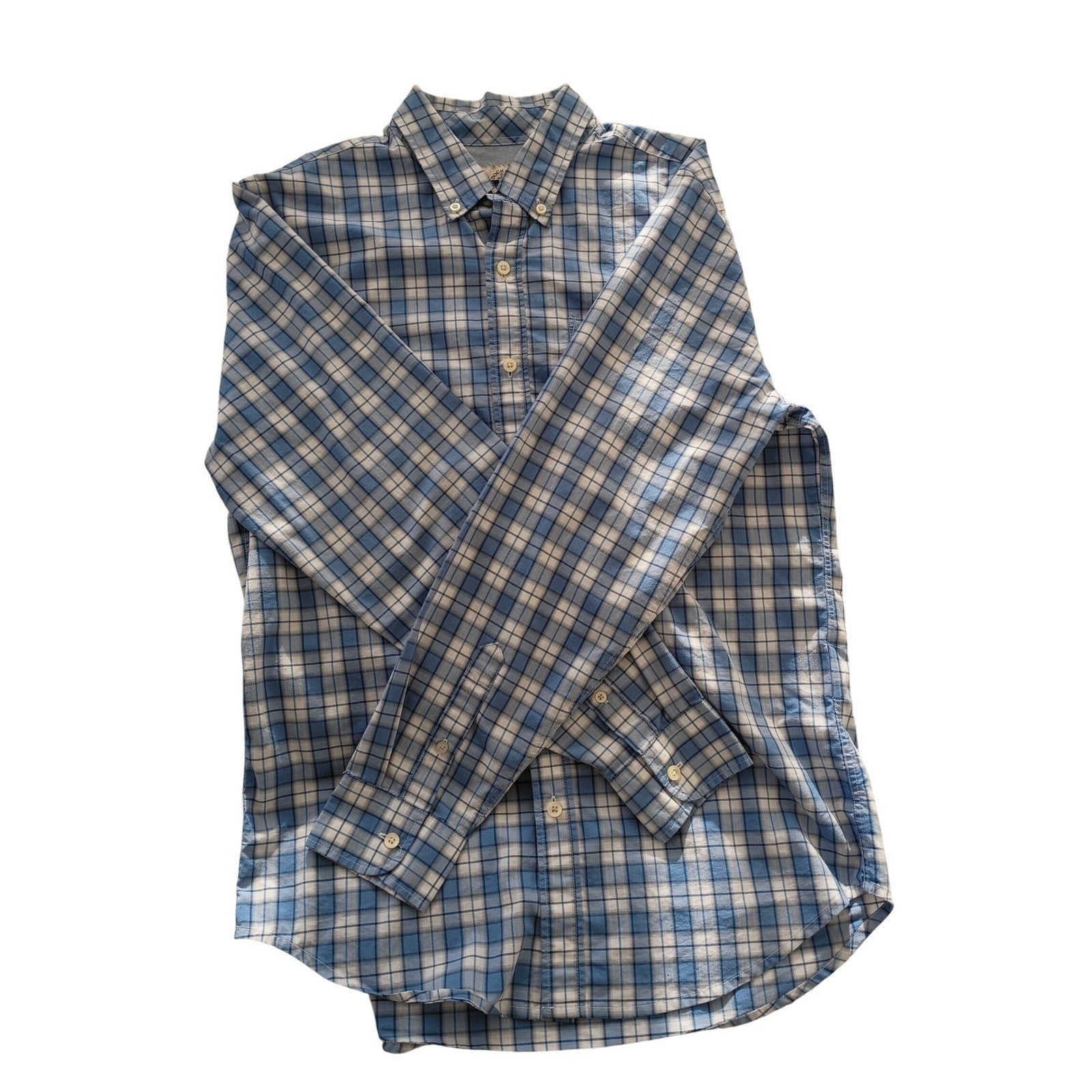 Dockers NWOT Men's Classic Fit Plaid Button Down Shirt Blue White Long Sleeve M