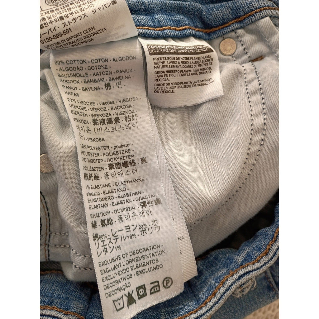 LEVI STRAUSS Classic 711 Skinny Jeans Distressed Blue Denim 30x29