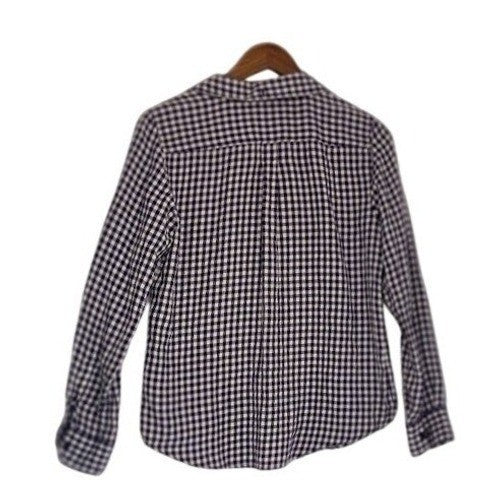 GAP Check Boyfriend Shirt Navy White Cotton Preppy Tailored M NWOT