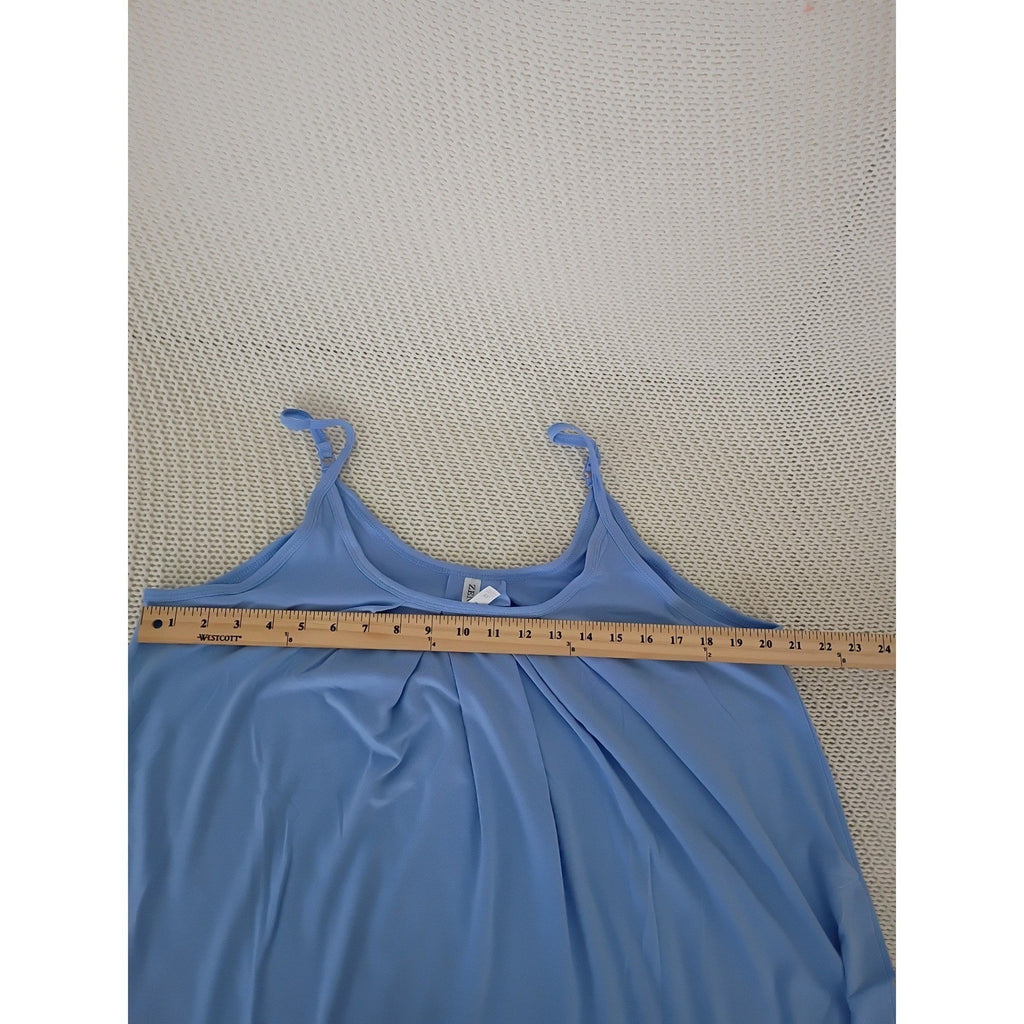 NWT ZENANA Periwinkle Blue Pleated Flowy Cami Tank XL Boho Lightweight Relax Fit