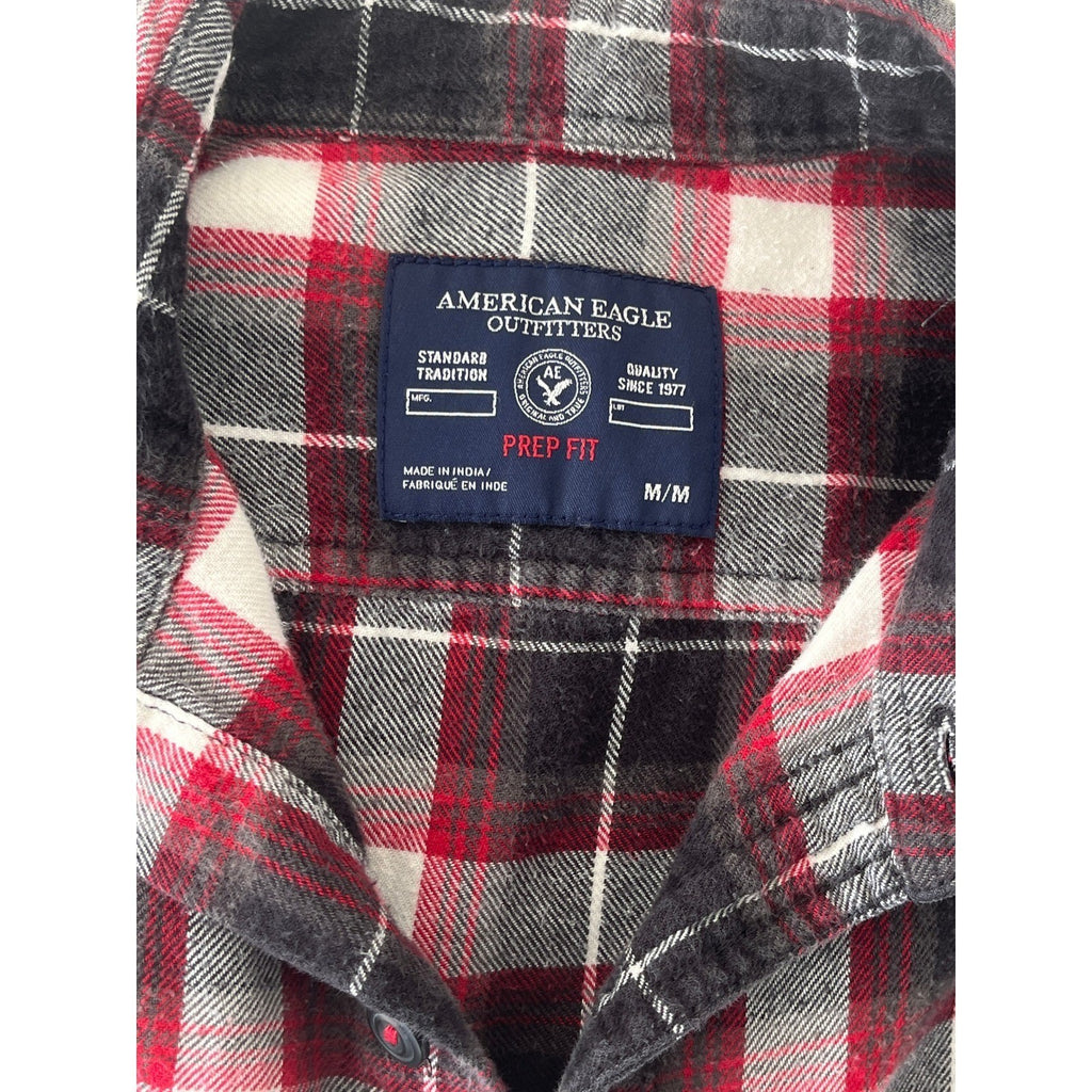 Red Black White Plaid Flannel Shirt 100% Cotton Heritage Prep Fit Large