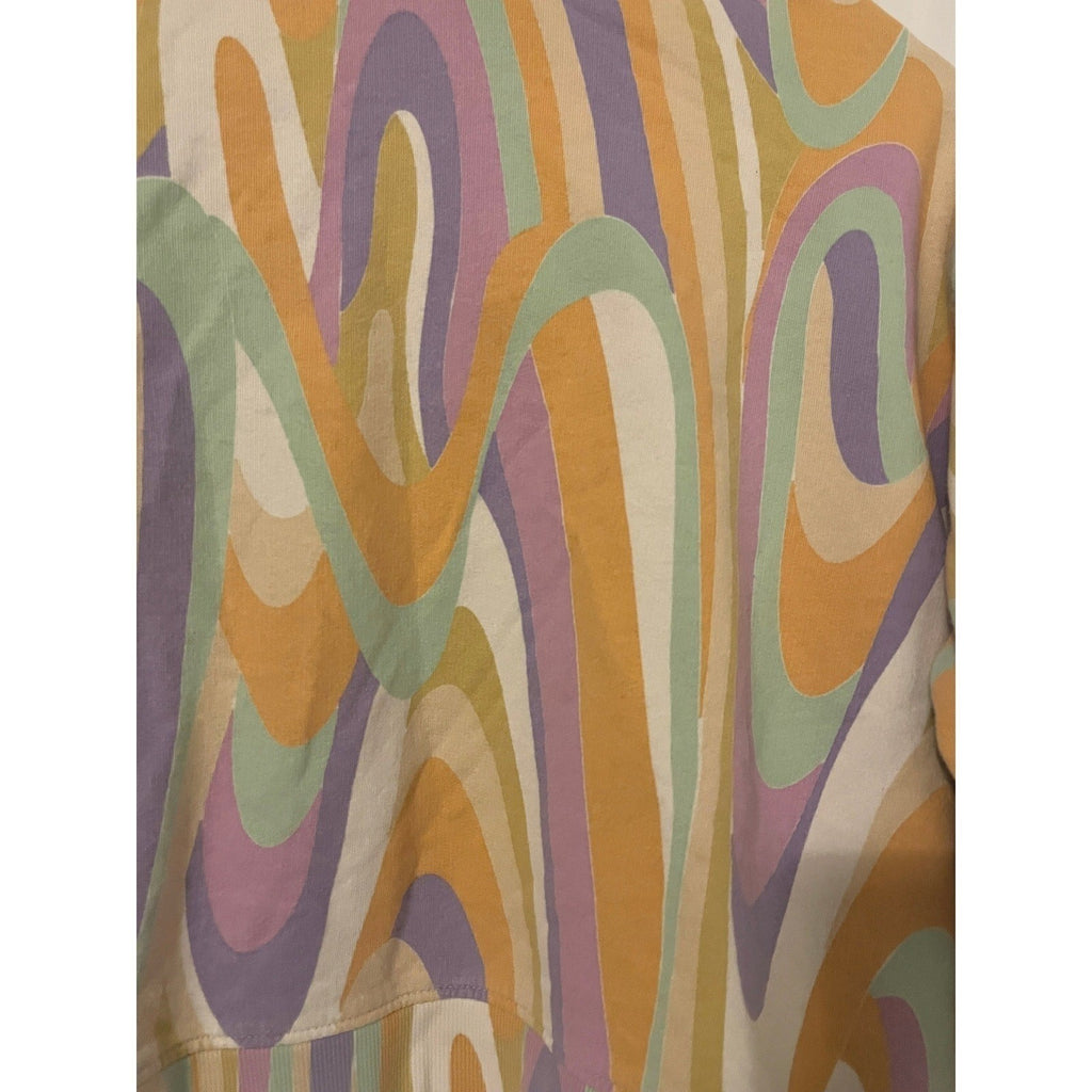 ZARA Retro -100% Cotton Swirl Print Hoodie Sweatshirt  Multi Color Size Medium