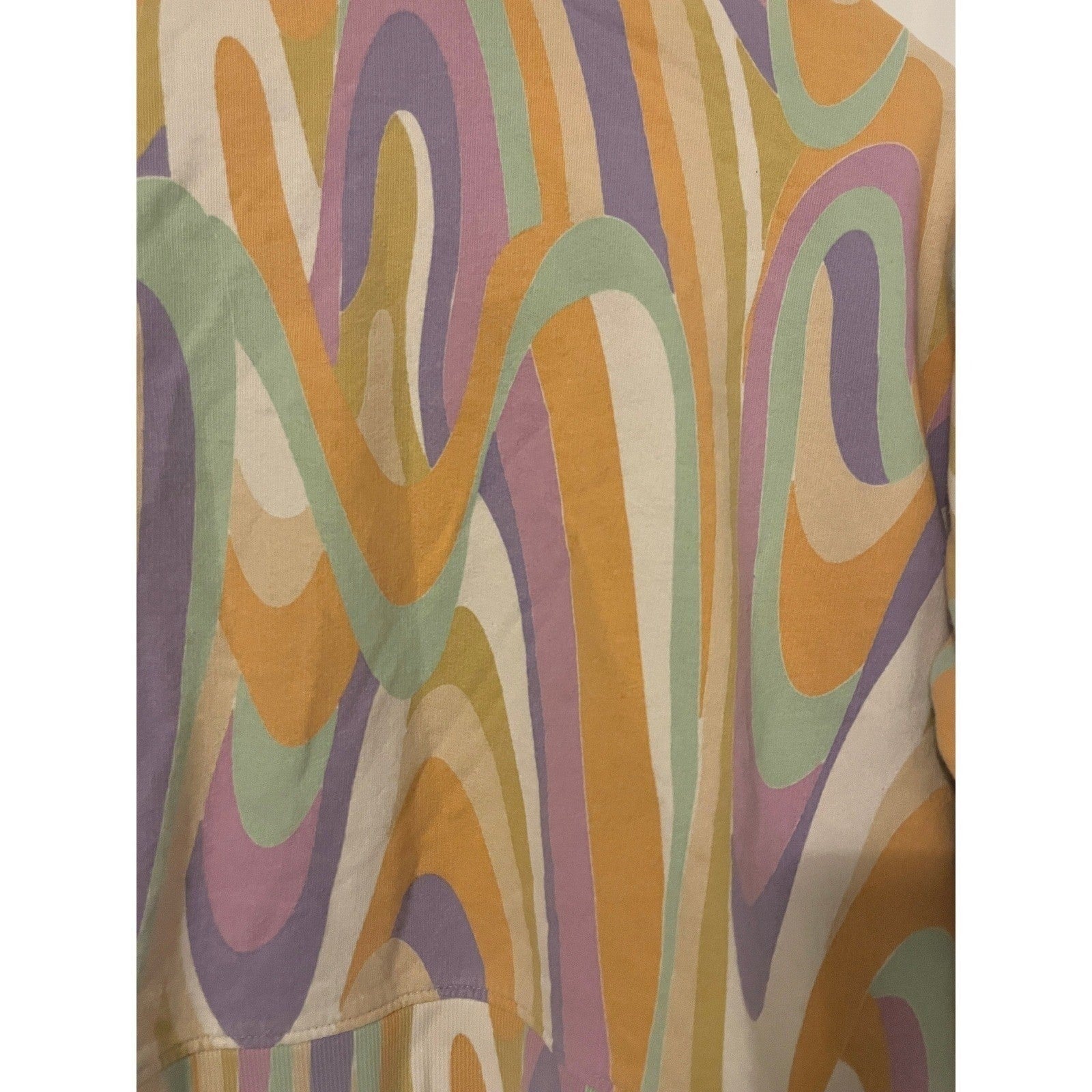 ZARA Retro -100% Cotton Swirl Print Hoodie Sweatshirt  Multi Color Size Medium