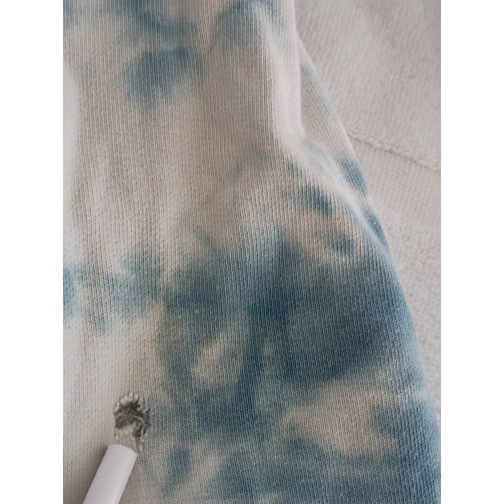 DANNIJO Tie Dye Hoodie 100% Cotton Cropped Sweatshirt Blue White Cotton XL