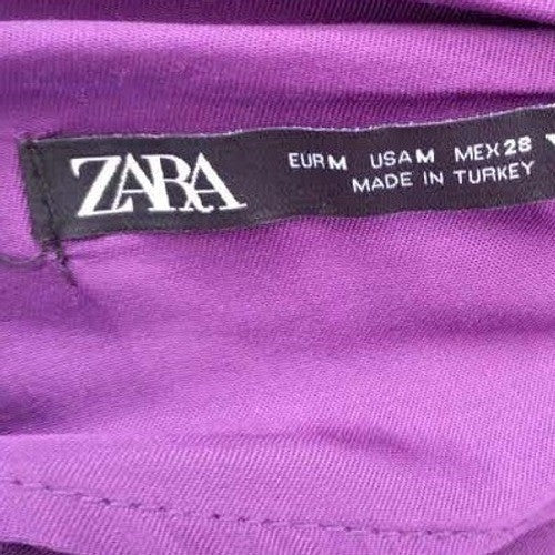 Zara Purple Satin One Shoulder Draped Asymmetrical Crop Top M Medium 6 8 Party