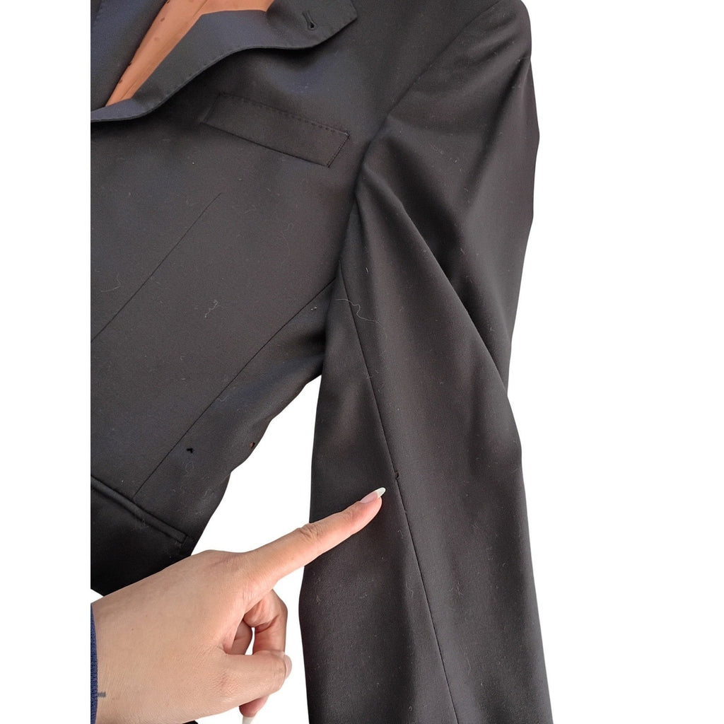 Privé Baroni Italy $700 Super 150s Wool Blazer 38R Navy Distressed Casual