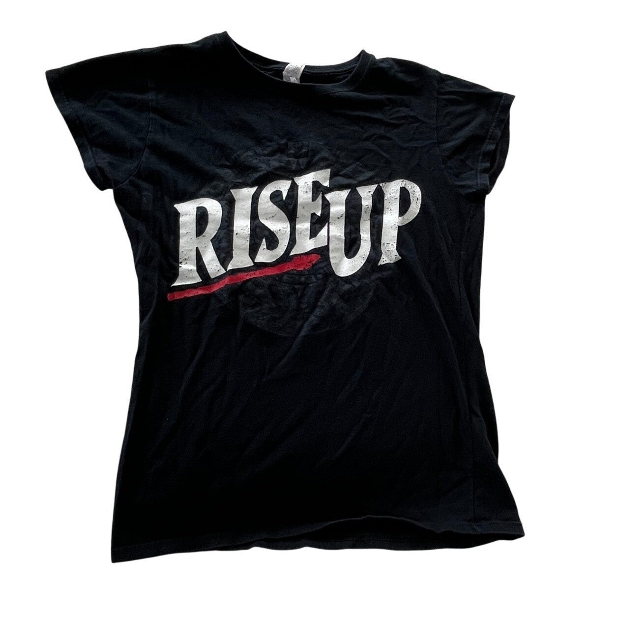 Rise Up Graphic T Shirt Black 100% Cotton Statement Tee Softstyle