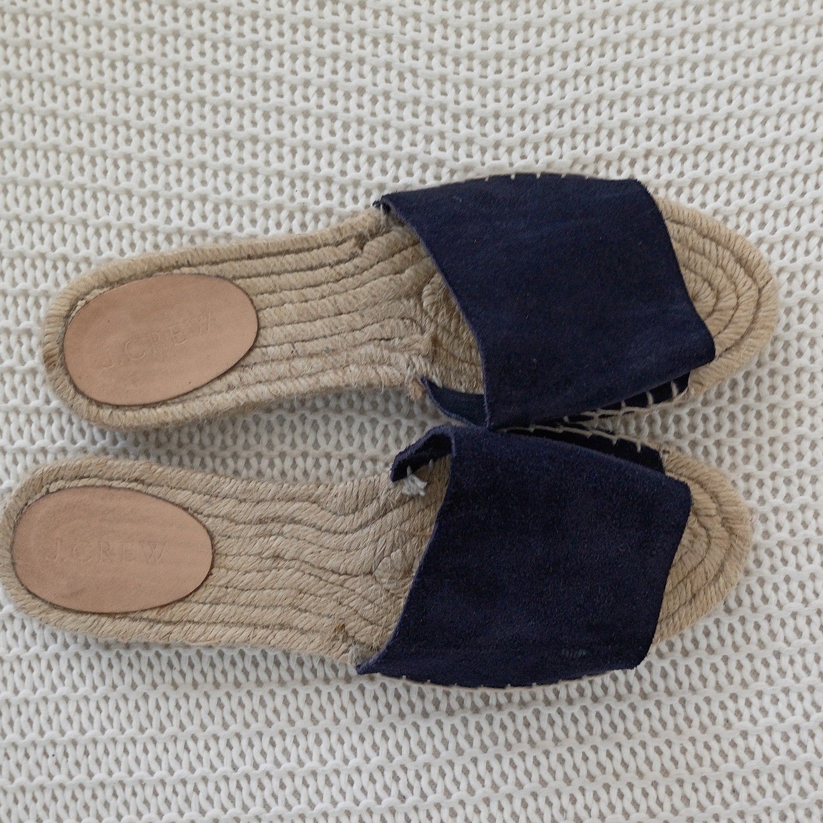 J.Crew Navy Blue Suede Espadrille Slides Made in Spain Women 7 Sandals $128