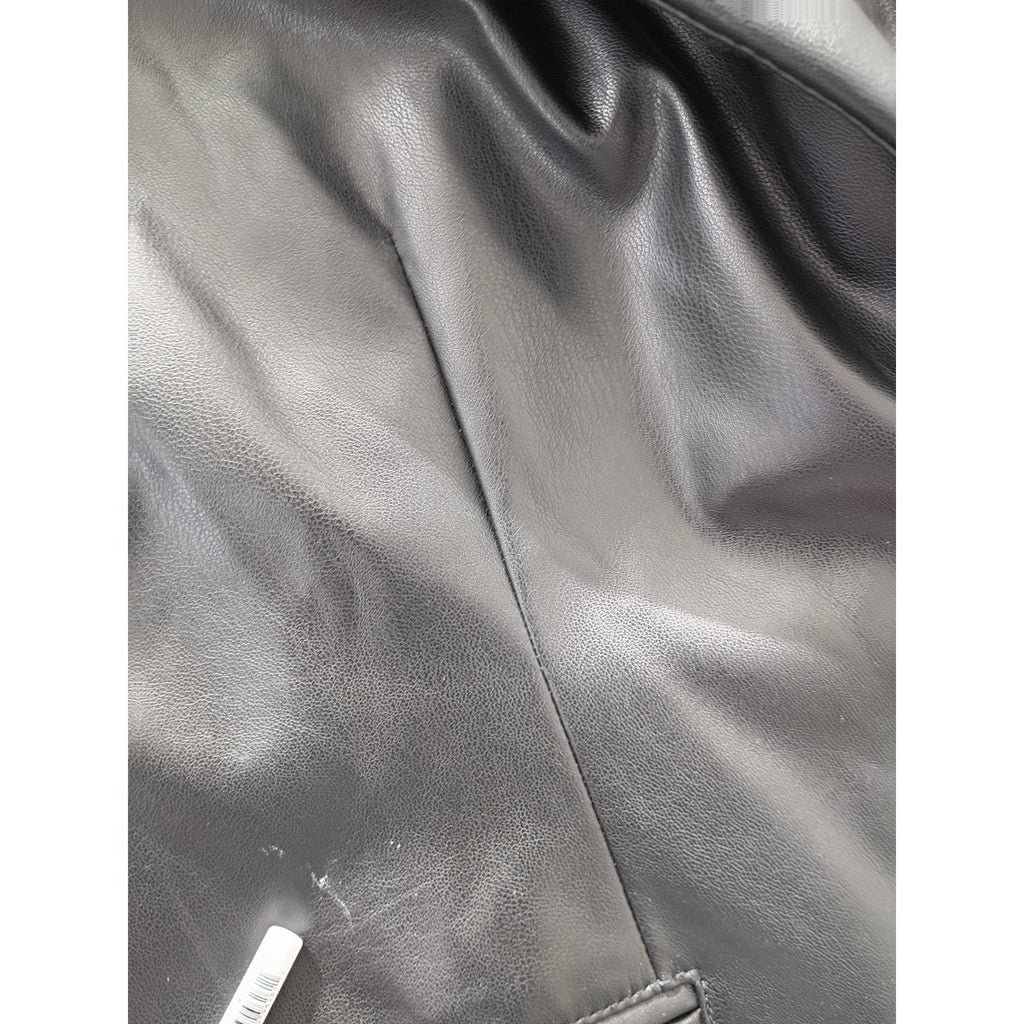 BCBGeneration Black Faux Leather Blazer Jacket S Small 38 Single Button Y2K Chic