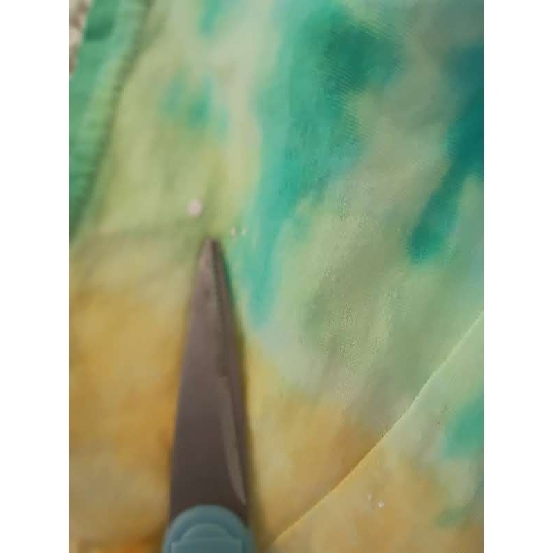 Blue Green Orange Tie Dye T-Shirt Vertical Stripe Cotton Tee Mens Fits S