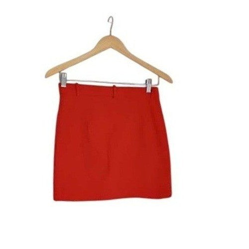 Idem Ditto XS Red Linen Cargo Mini Skirt High Waist Button Front Utility Pockets