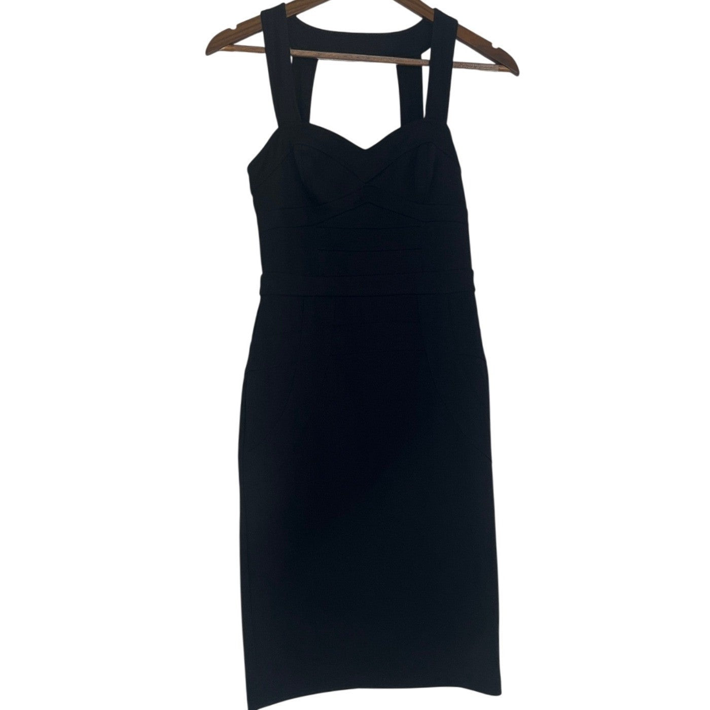 ICE Black Bodycon Dress Cutout Back Gold Zipper Sleeveless Cocktail S Elegant