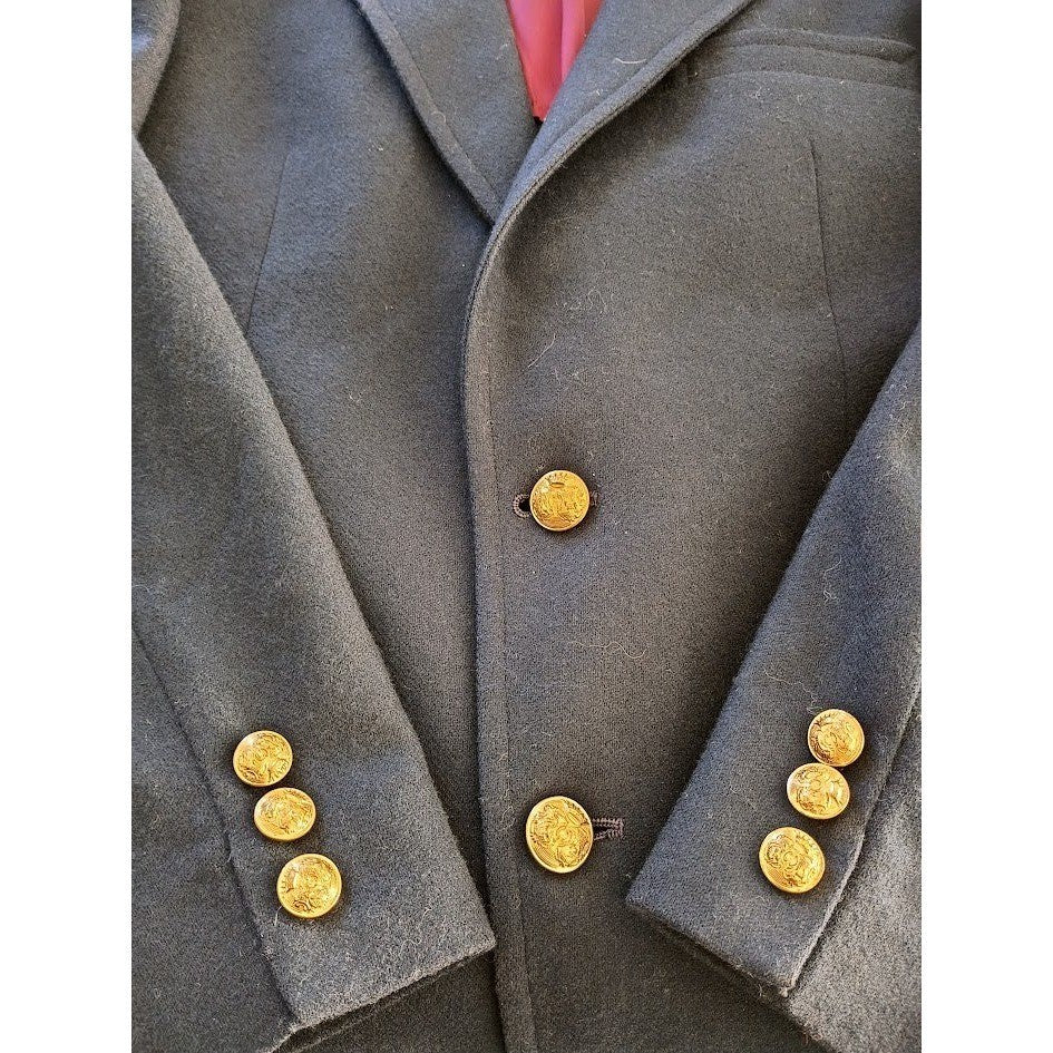 Pietro Rossi Bob Kohn LA Navy Wool Blazer Gold Buttons Classic Preppy L