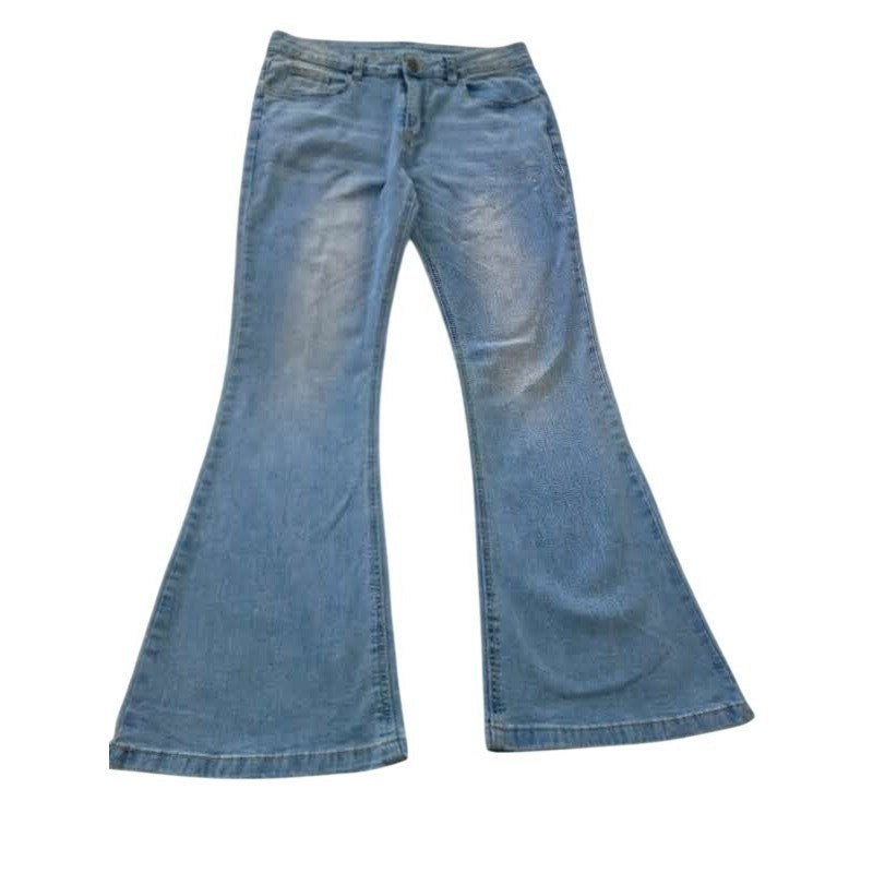 Light Wash High Rise Flare Jeans Vintage-Style Bell Bottom Denim 31x30