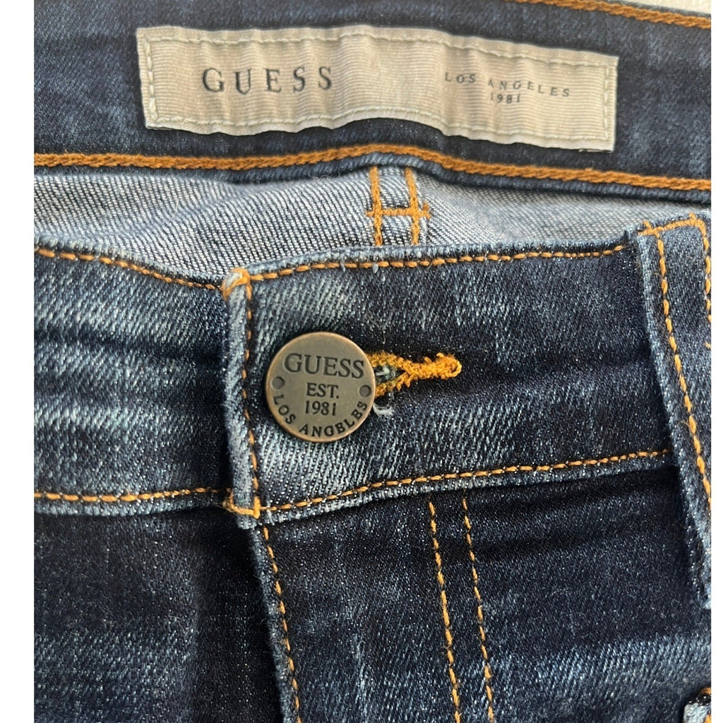 GUESS Dark Wash Flare Jeans Women Mid Rise Stretch Denim; TALL - In Seam 32"