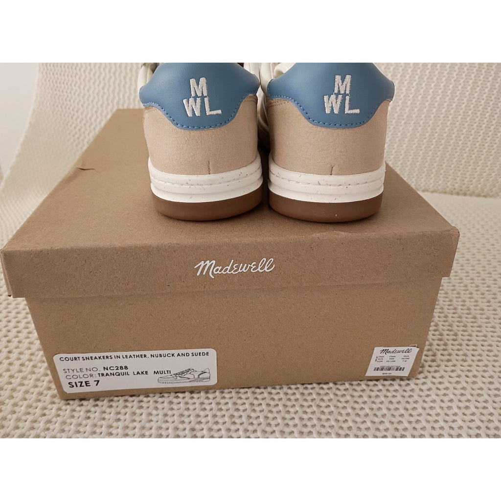 NWT Madewell MWL Court Sneakers Leather Nubuck Suede Tranquil Lake Womens 7