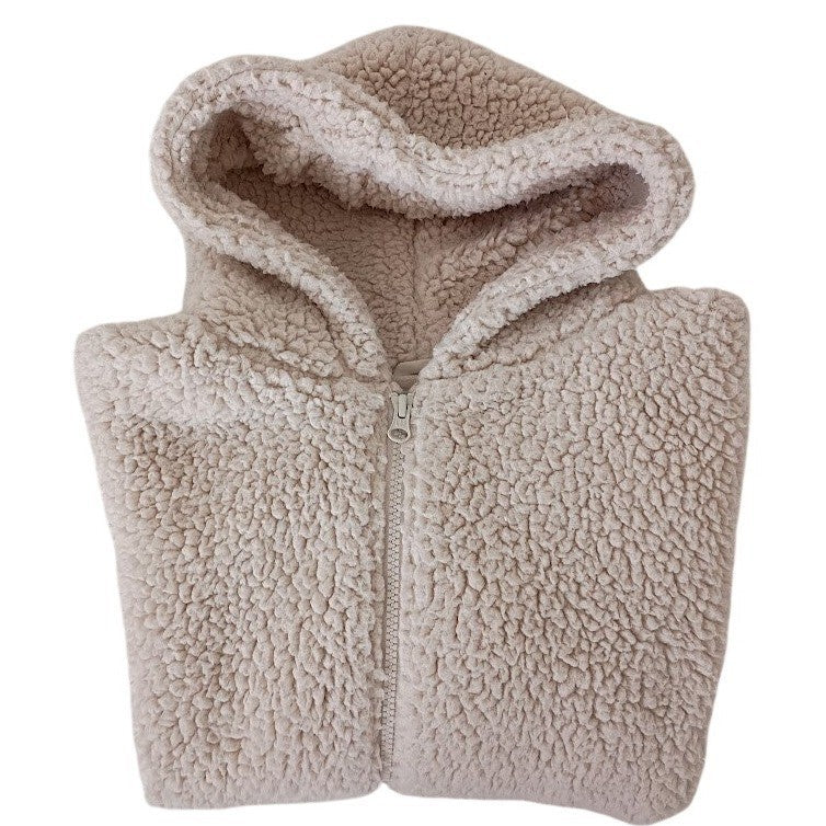 GAP Cream Soft Sherpa Fleece Zip Up Hoodie Cozy Loungewear Jacket Warm Small