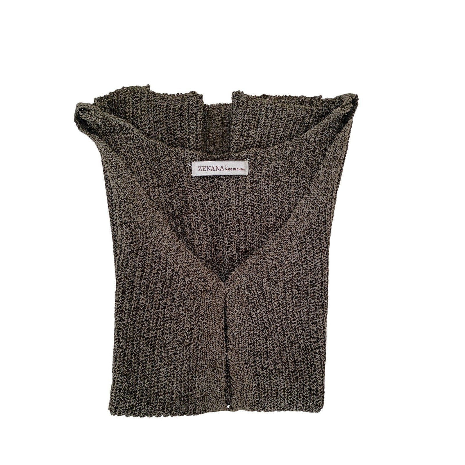 NWT -Zenana Olive Green Open Knit V-Neck Tank Top Sleeveless Vest XL