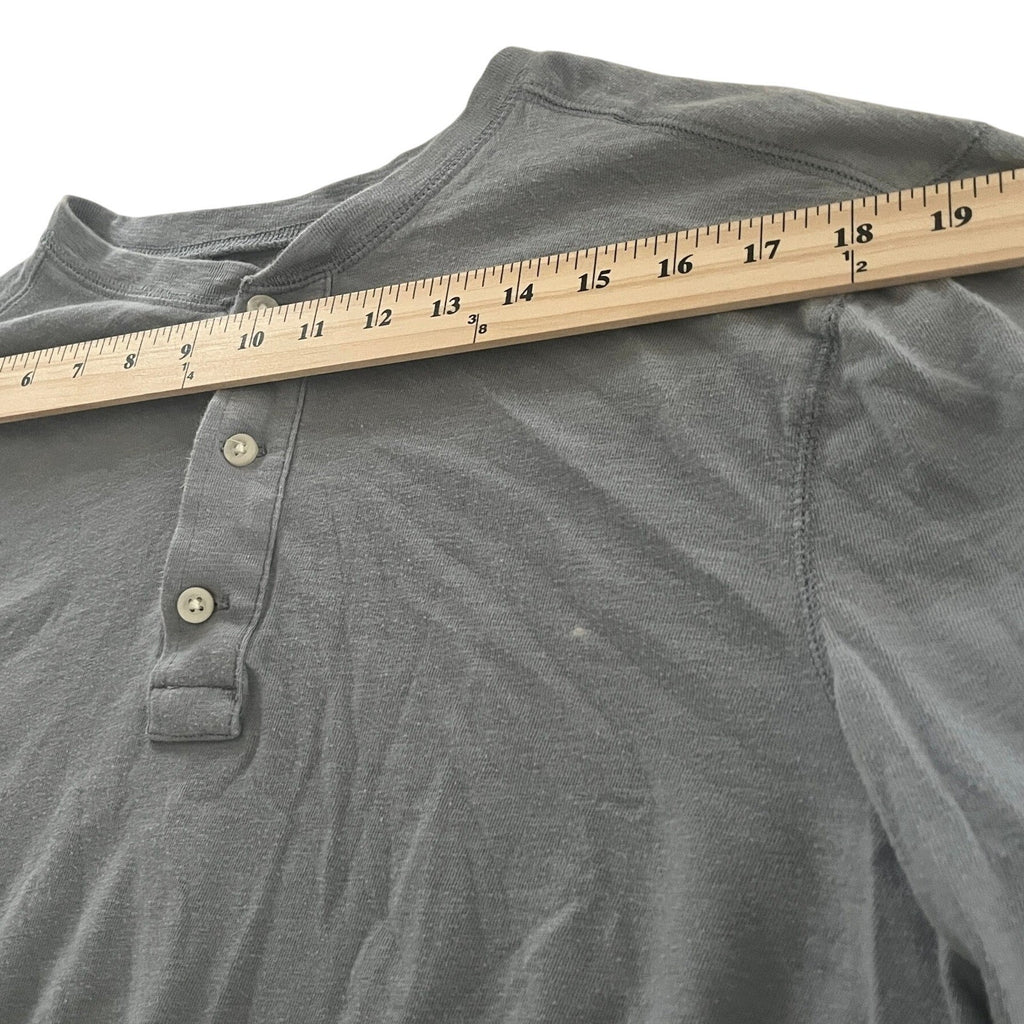 J Crew Long Sleeve Gray Henley Shirt Men's Size Large Button Up Casual Comfort