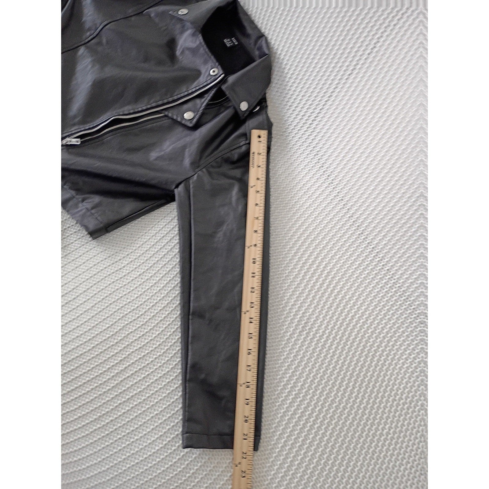 SHEIN Moto Jacket S Black Faux Leather Asymmetrical Zip Biker Goth Luxe Coat