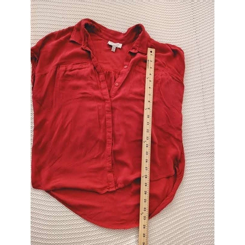 Lucky Brand Red Viscose Short Sleeve Button Down Shirt Women's M