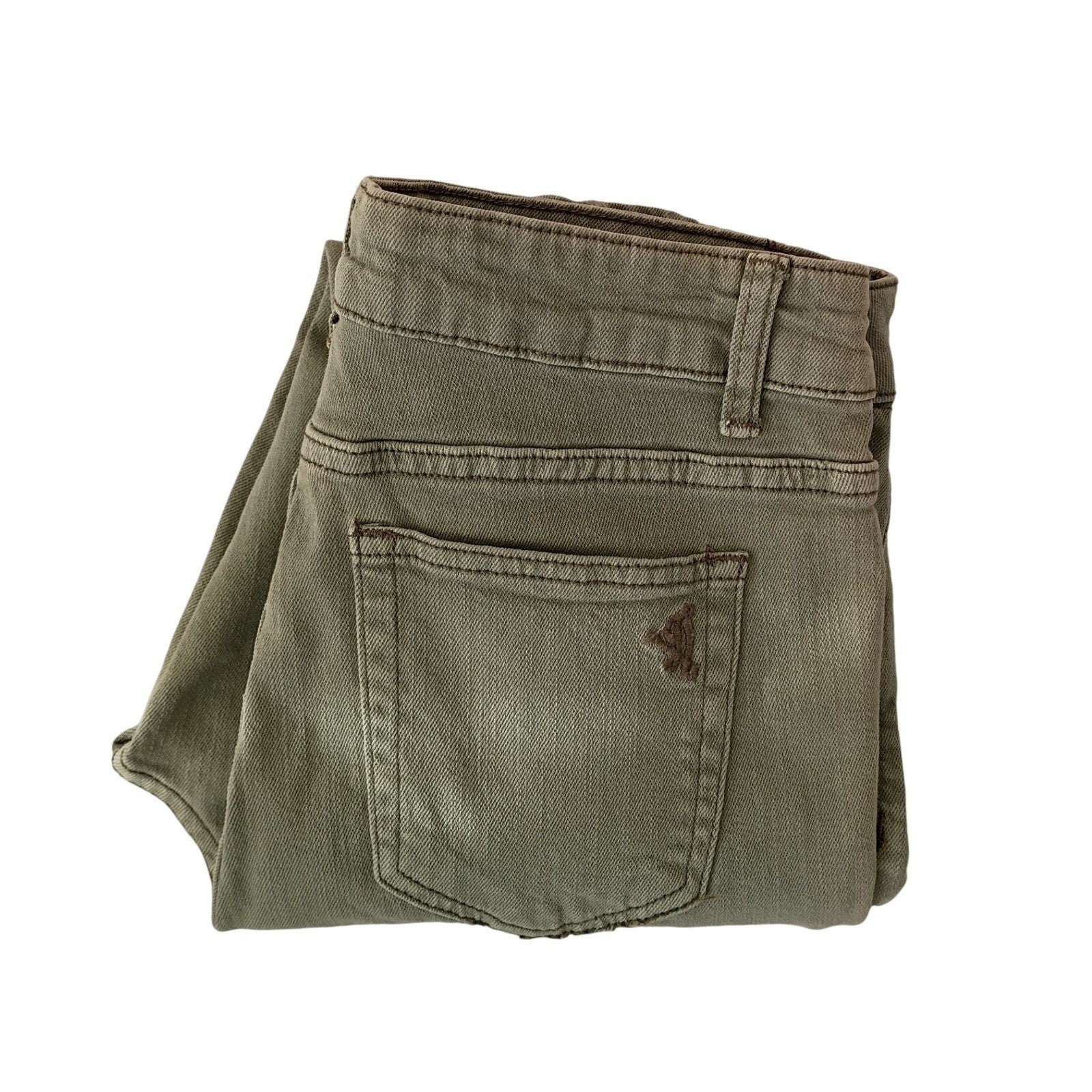 VIP JEANS Women's Olive Green Distressed Ripped Skinny Jeans Edgy Streetwear 28