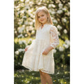 Zara Kids Lace Dress Cream White Button Front Tiered Ruffle Girls Size 8