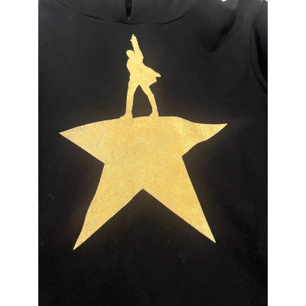Hamilton NWOT Star Silhouette Hoodie Black Gold Musical Broadway Fan  Size XL