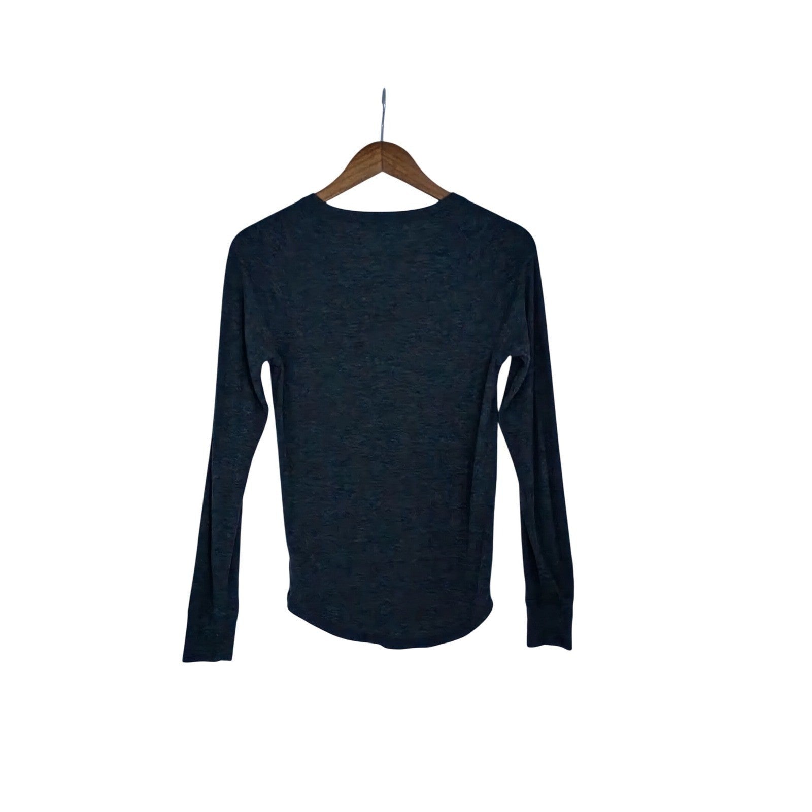 GapBody Charcoal Heather Henley V Neck Long Sleeve Top M Minimalist Loungewear