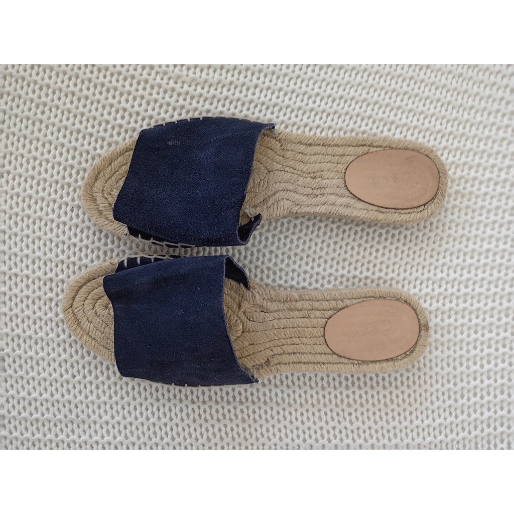J.Crew Navy Blue Suede Espadrille Slides Made in Spain Women 7 Sandals $128