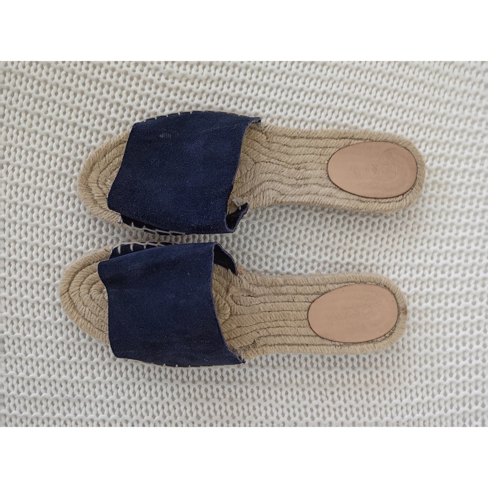J.Crew Navy Blue Suede Espadrille Slides Made in Spain Women 7 Sandals $128
