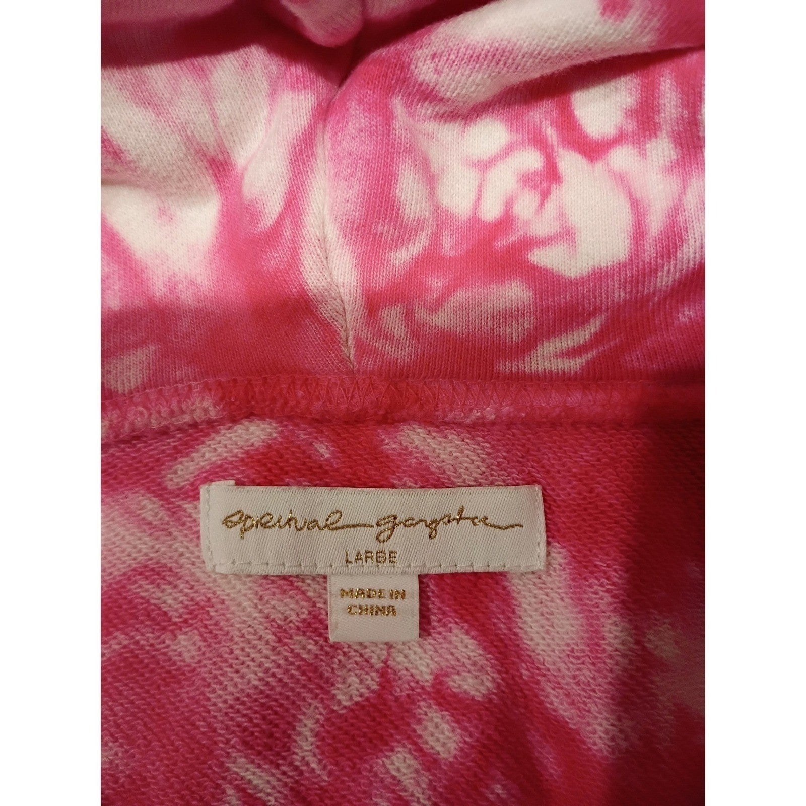 Spiritual Gangster Pink White Tie Dye Hoodie L Large Cotton Cropped Yoga Workout
