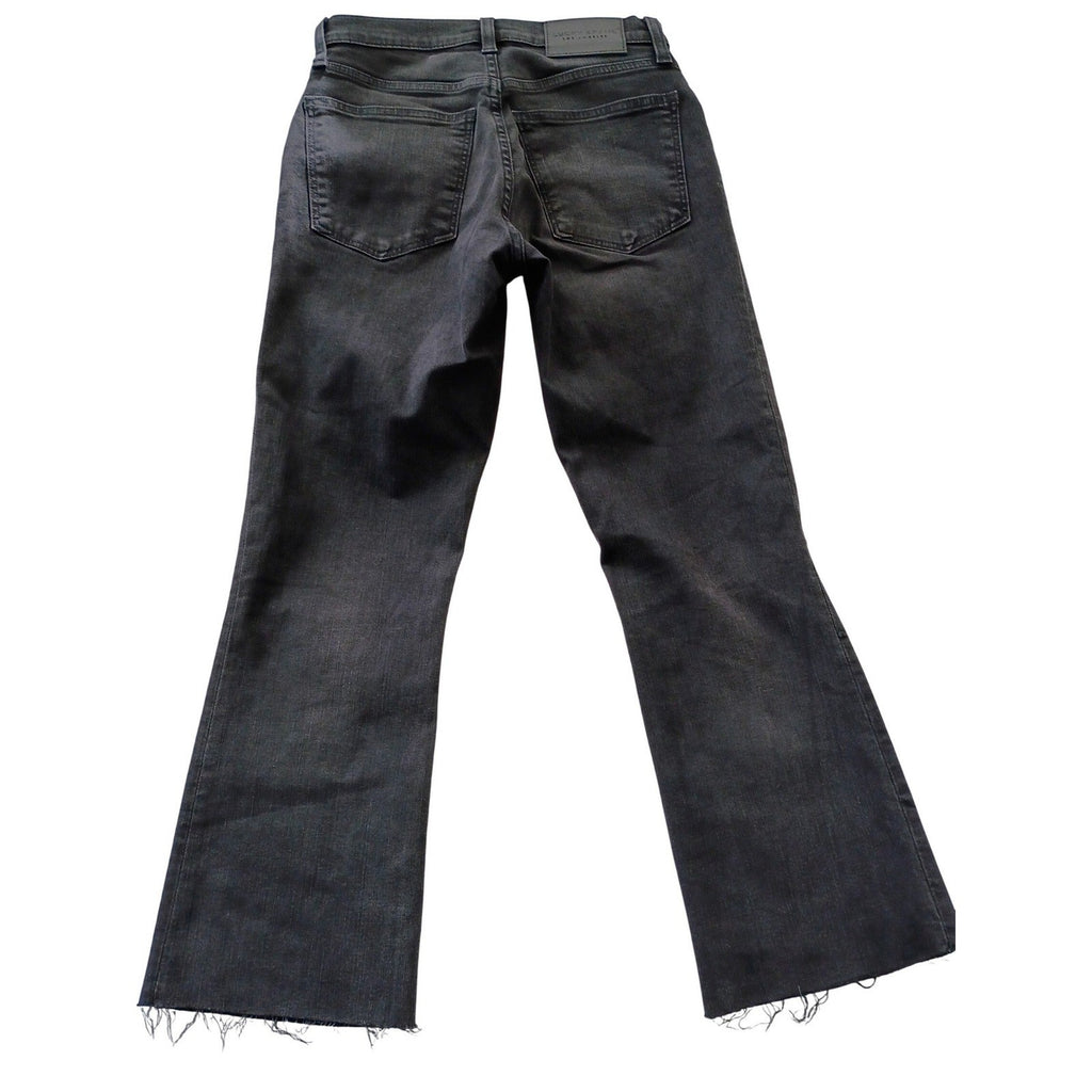 Lucky Brand Ava Mid Rise Crop Mini Boot Jeans Black Raw Hem  26x24 NWOT $99 MSRP
