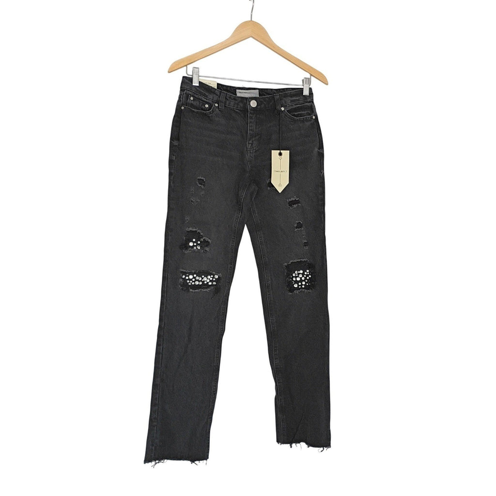 Banjara NWT Y2K Studded Embellished Distressed Raw Hem Jeans 27x28 Rocker Chic