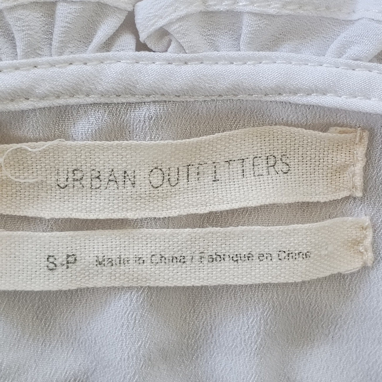Urban Outfitters Coquette Ruffle Tie Front Puff Sleeve Crop Top White S