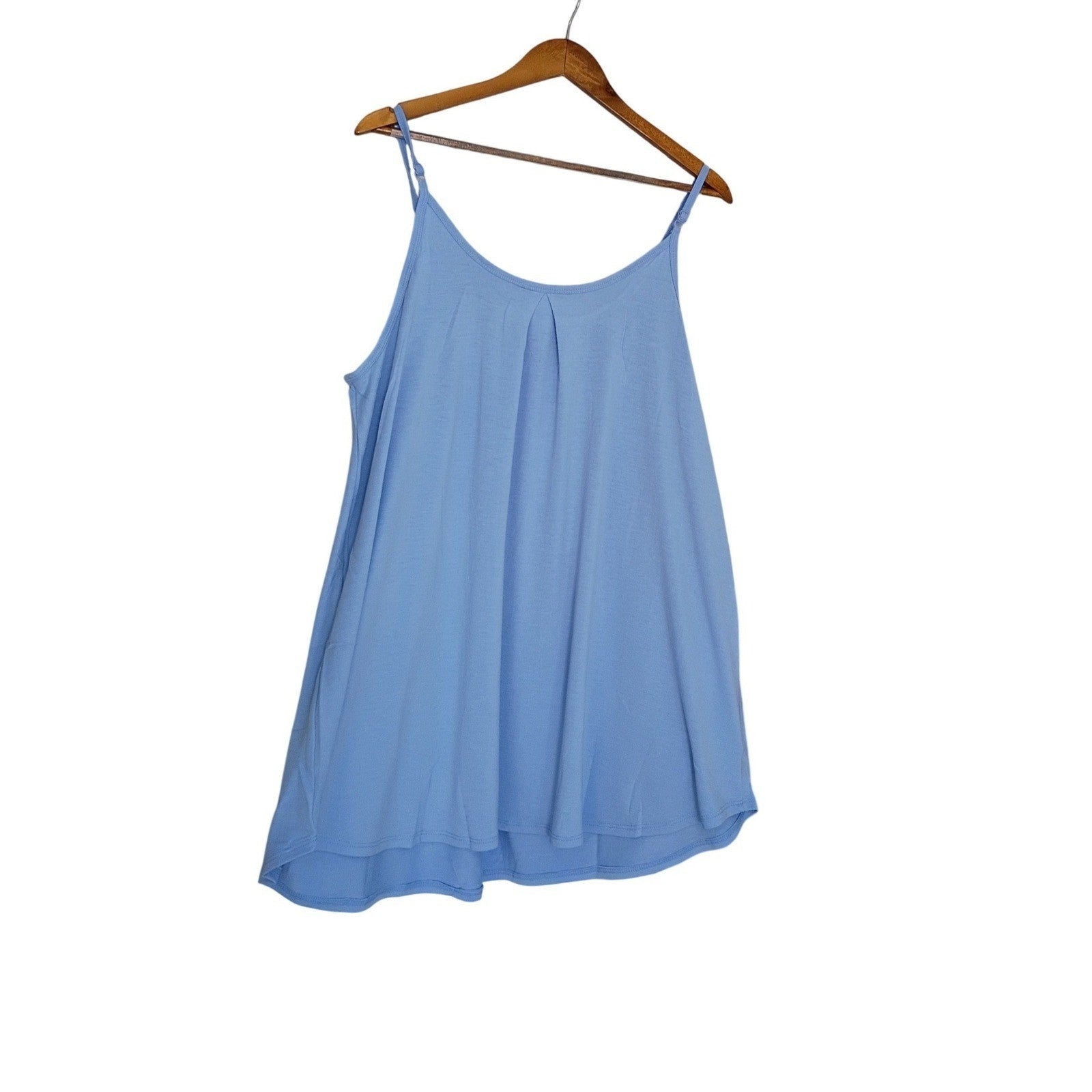 NWT ZENANA Periwinkle Blue Pleated Flowy Cami Tank XL Boho Lightweight Relax Fit