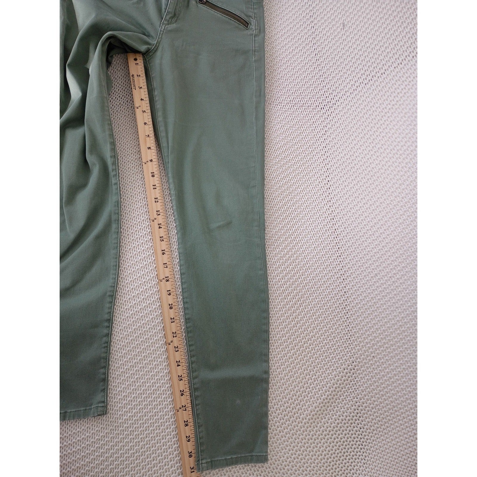 Joe's Jeans Rocker Skinny Olive Green Zipper Detail Stretch 28x31