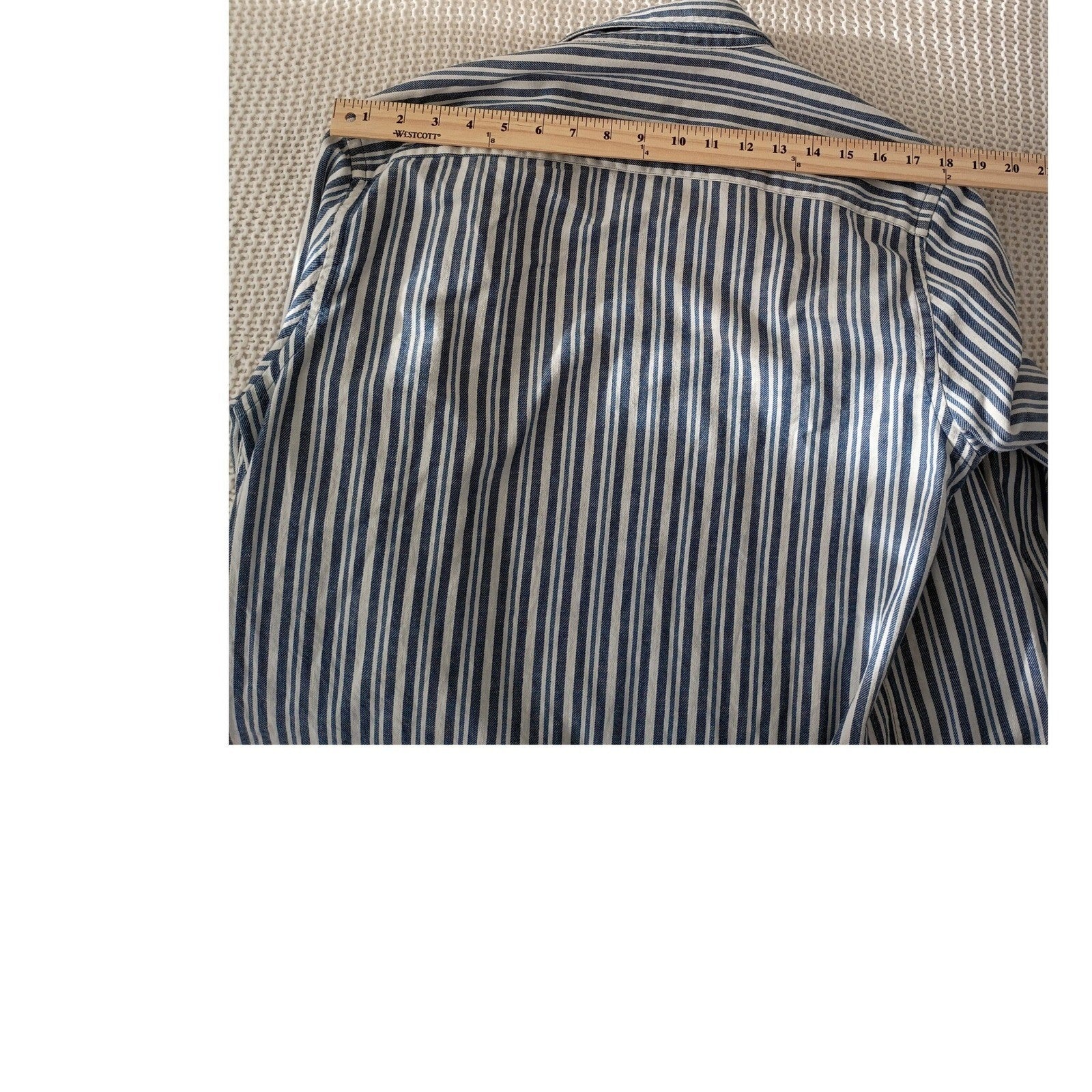 ZARA Men's Blue White Striped Button Down Shirt Medium 98% Cotton