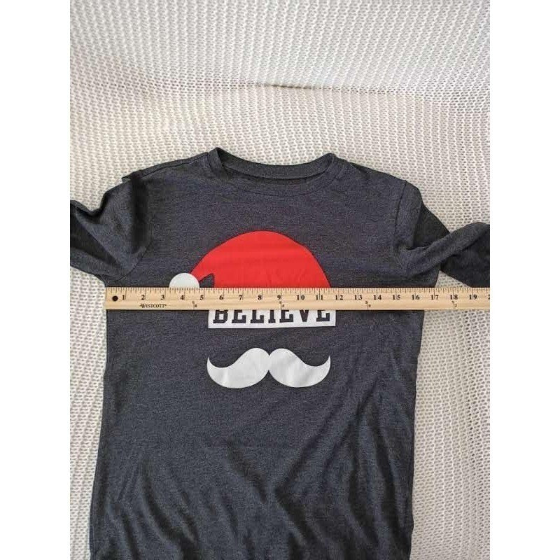 Old Navy Girl's L Believe Santa Christmas Tee Gray Fits Womens XS S
