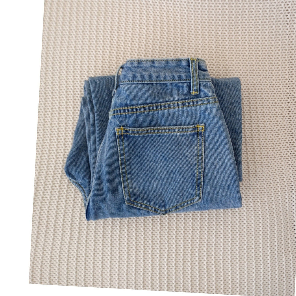 CIDER PINK Closet Sequin Heart Straight Leg Jeans High Rise Side Slit S 25x30