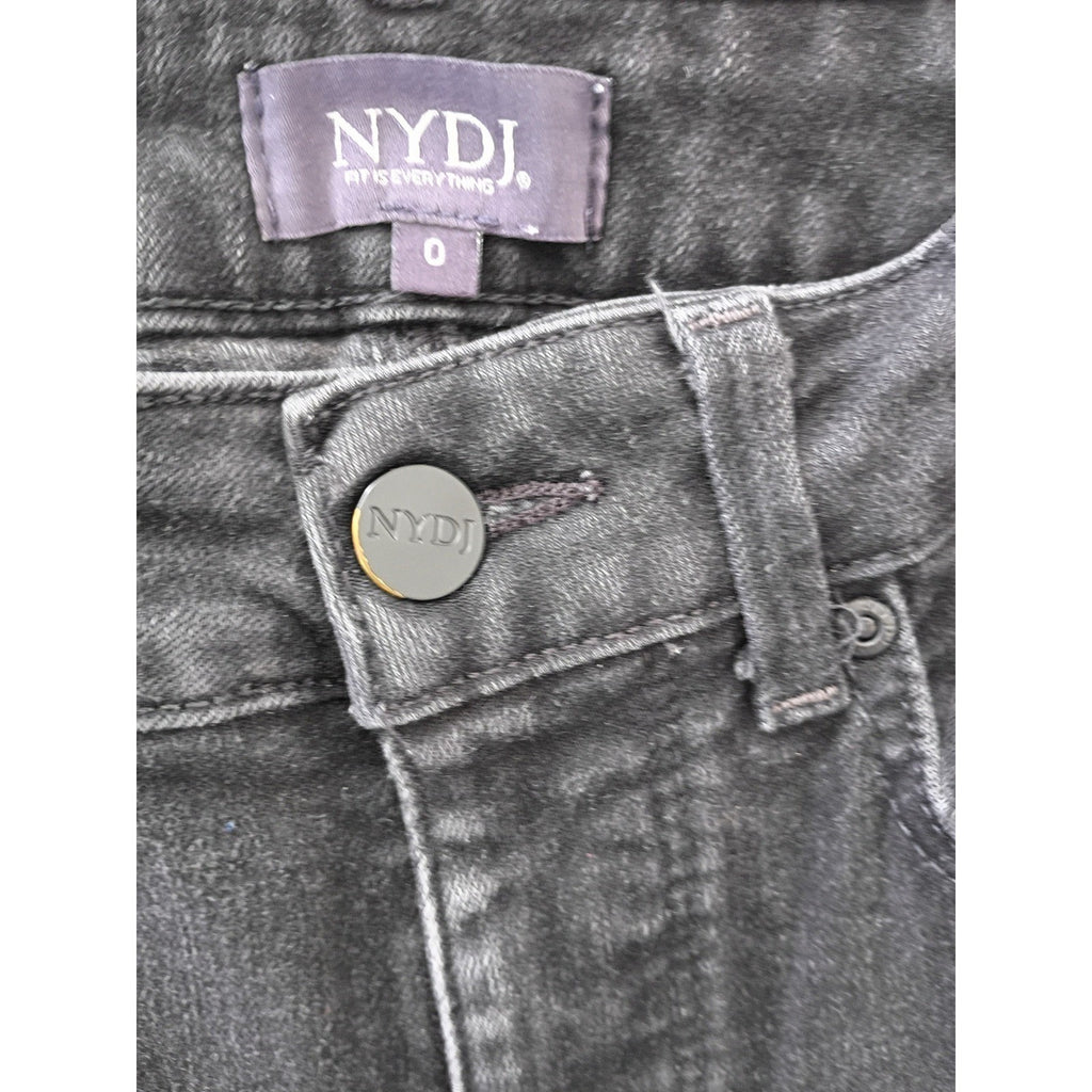 NYDJ Marilyn Straight Leg Jeans Faded Black Lift Tuck Technology 26x28 High Rise