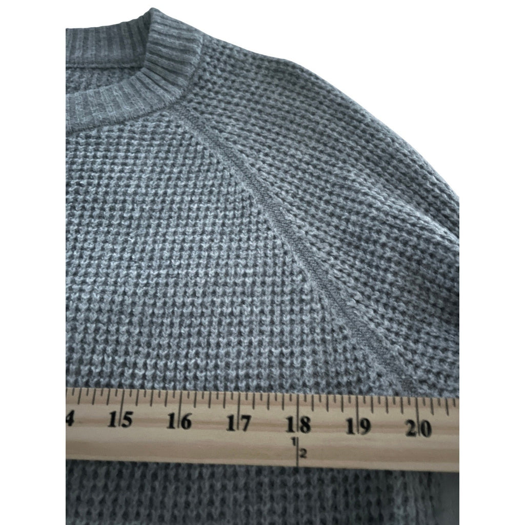 Old Navy Light Grey Cotton Heather Waffle Knit Crewneck Sweater Soft Size S/M