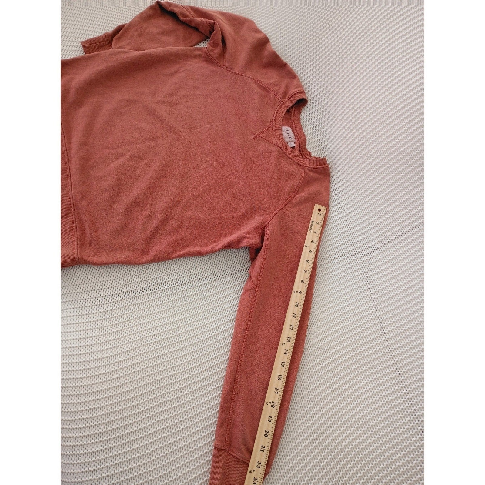 Pact 100% Organic Cotton Raglan Crewneck Sweatshirt Large Terracotta Pink