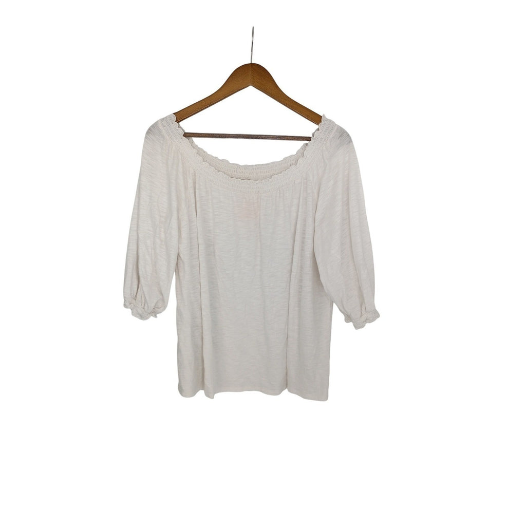 Knox Rose Off Shoulder Smocked Blouse Ivory Boho Peasant Top Women Size M