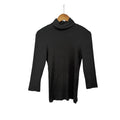 GAP Black Ribbed Turtleneck 3/4 Sleeve Top Women's Medium Cotton Modal