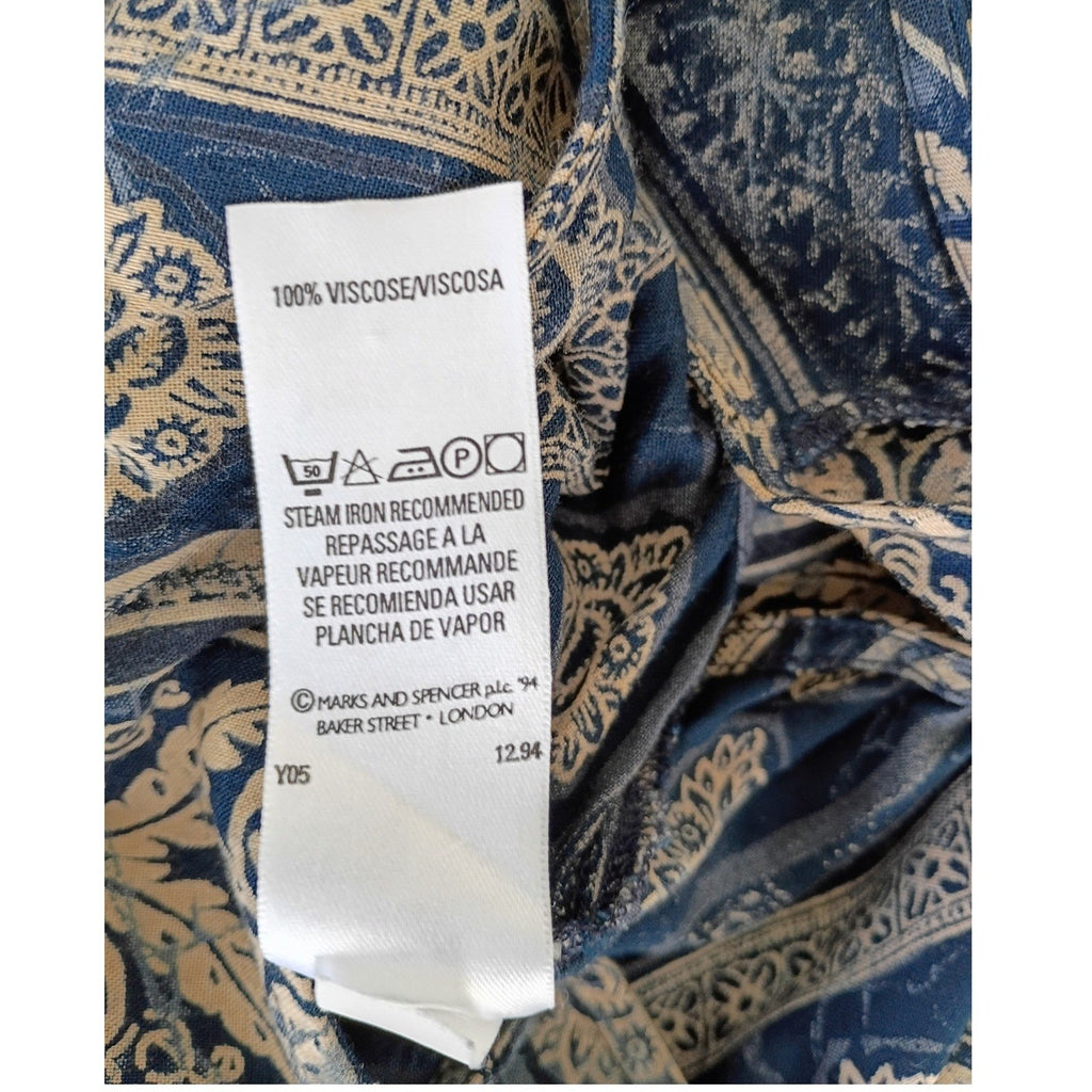 Marks & Spencer Vintage Maxi Dress Blue Paisley Boho Effortless Sleeveless M