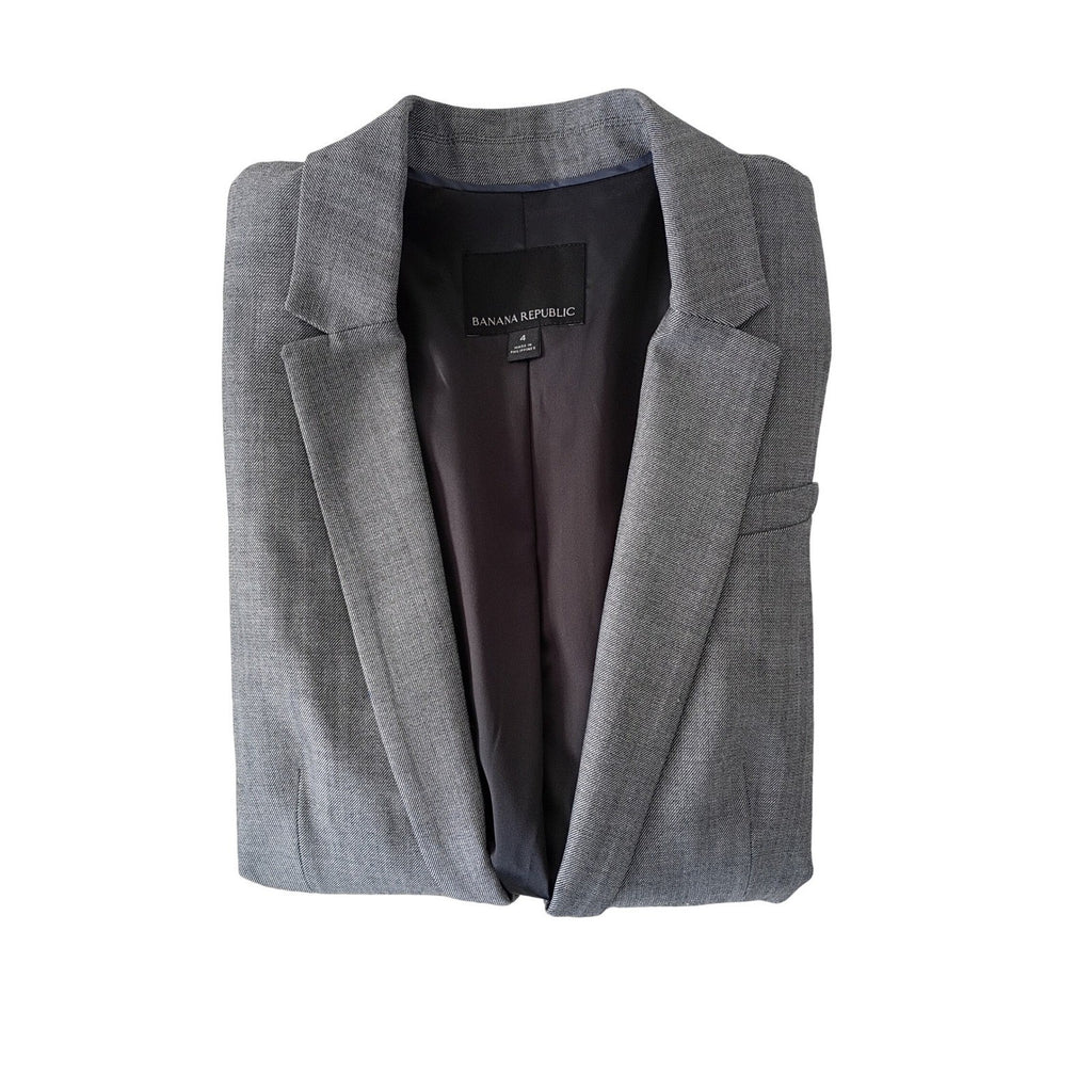 Banana Republic NWOT Grey Wool Blend Blazer Suit Jacket Women Size 4 Career