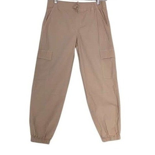 SO Tan Cargo Jogger Pants Small Cotton Drawstring Waist Utility Gorpcore