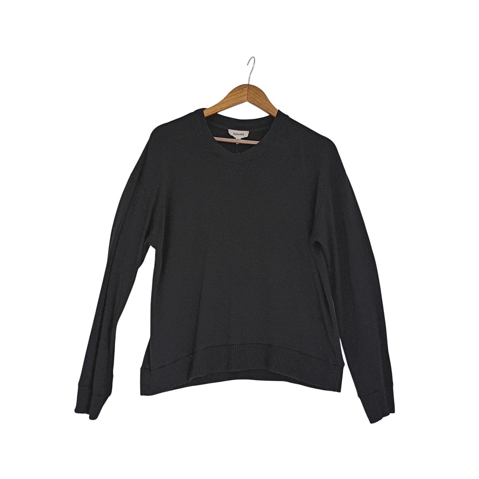 Splendid Collection Black Long Sleeve Crew Neck Knit Sweater Top Womens Medium